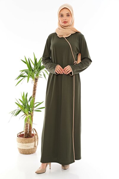 Practical Comfortable Side Tie Prayer Dress Khaki
