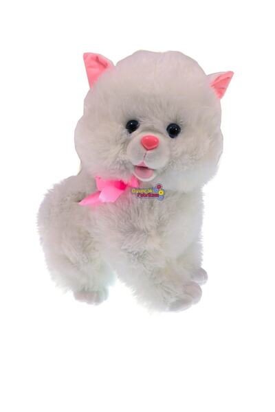 Oyuncak Fabrikası Fat Plush Cat Soft Furry Pink White Colored 55 cm