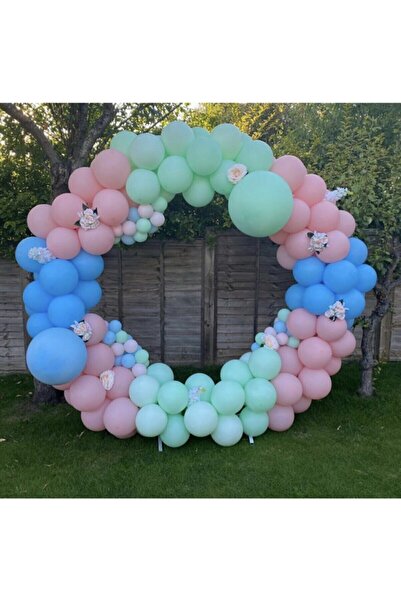 BEST PARTİ DOĞUM GÜNÜ PARTİ SÜSLERİ سلسلة بالونات باستيل أخضر نعناعي وأزرق مع...