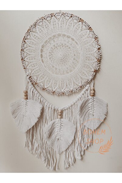 Bohem Shop El Yapımı Dantelli Makrome Yaprak Detaylı Düş/rüya Kapanı Duvar De...