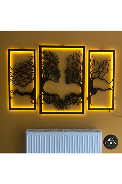 Genel Markalar Lovely Human Figürü Led Işıklı Tablo Ahşap Duvar Dekorasyonu 7...
