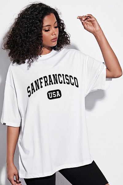 DEEPSENCE Women's Oversize T-shirt San Francisco Preprint