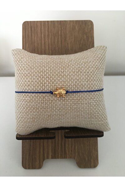 bygüneşaccessories Altın Kaplama Kaplumbağa Figürlü Saks Mavisi Ip Bileklik