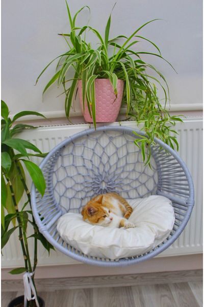 lüxperi Silver Gray Color Cat Heating Honeycomb Bed