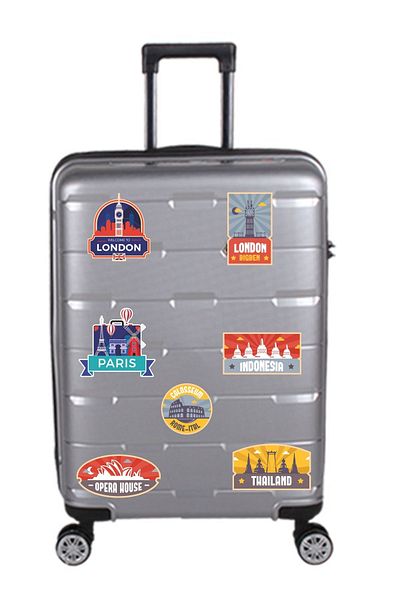 ENGINPRINT Vintage Travel Themed Sticker 12 Pieces Waterproof Anti-Scratch
