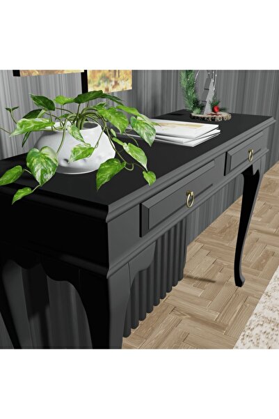 ROYS AHŞAP Ahşap 130 Cm Siyah Çekmeceli Petek Üstü Yüksek Dresuar