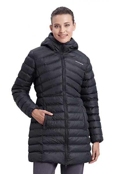 SKECHERS W Essential Maxi Length Hooded Jacket S212005 Women's Casual Coat Black