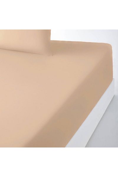 MundoLindo Beige Colored 100% Organic Cotton Single Sheet Set - Elastic