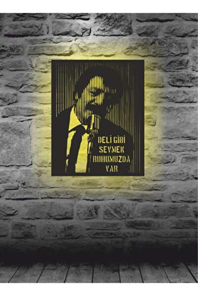 GiftStore Hediyelik Müslüm Gürses Deli Gibi Sevmek Ledli Pilli 35x45cm Ahşap ...