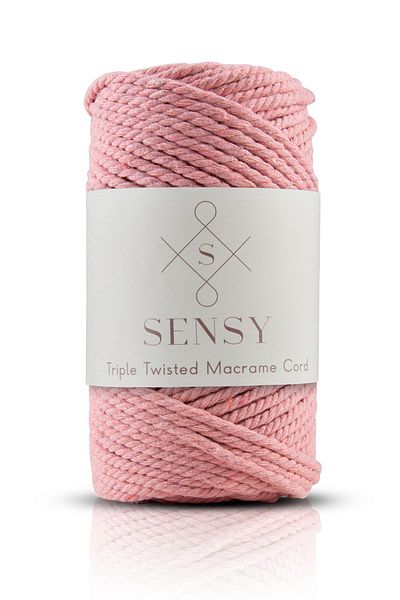 SENSY Premium 3 Twist Macrame Rope 3mm Combed Rope Rope Set of 4 Salmon-ecru-naptha Green-milk Coffee