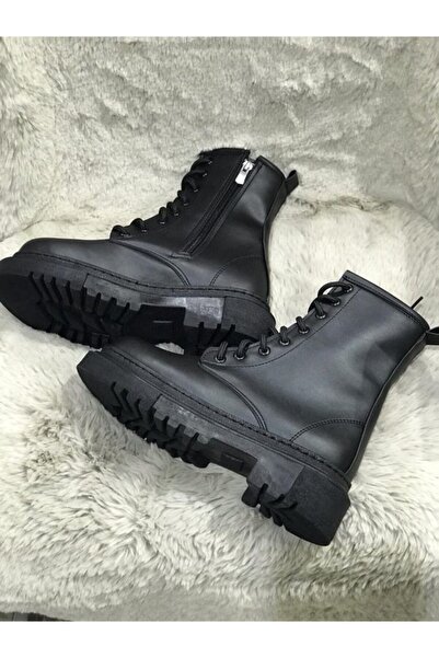 Metin Ayakkabı Siyah Cild Deri Suya Ve Soğuk Havaya Dayanıklı Bağcıklı Ve Fer...