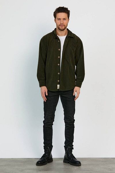 LEYEL Moda Men's Khaki Oversize New Style Fleece Shirt