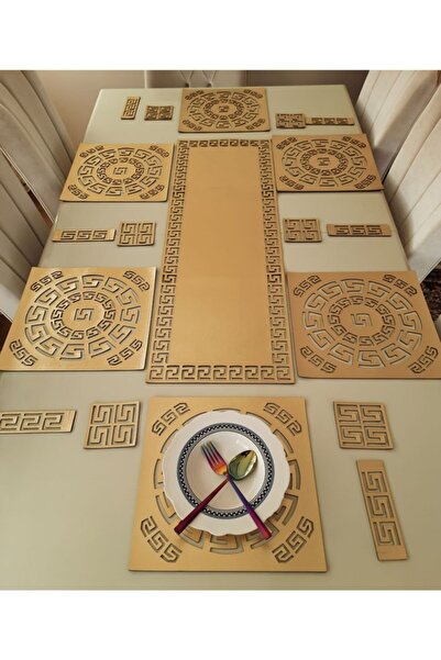 SEHARA A.servis/runner/suppla/ Masa Üzeri Yemek Sunum Takımı/kare/6 Kişilik/1...