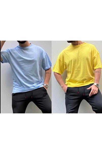 FATELLA Мъжка 2-компонентна фина джърси блуза с обло деколте и широка кройка