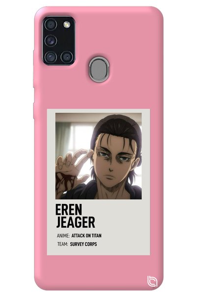 WANNA PROTECT Samsung A21S Pink Premium Velvet Inside Attack on Titan Pattern...