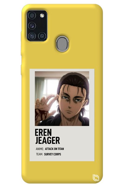 WANNA PROTECT Samsung A21S Yellow Premium Velvet Attack on Titan Patterned Si...