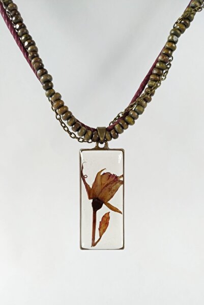 Halley Concept Special Design Handmade Real Rose Epoxy Necklace