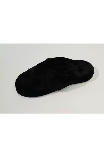 Neon Unisex βελούδινες μαύρες παντόφλες σταυρωτές