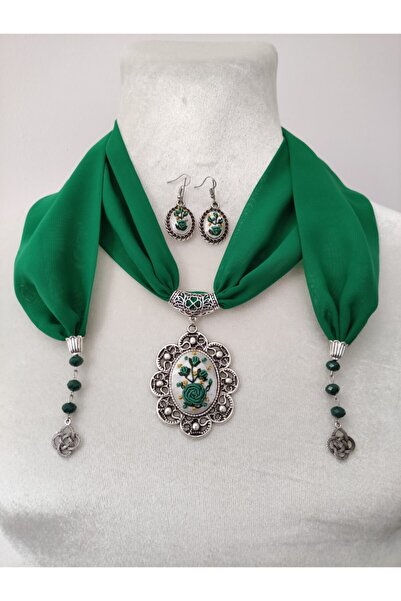 adilstore Set eșarfe și cercei broderie braziliană (rococo) eșarfă și cercei