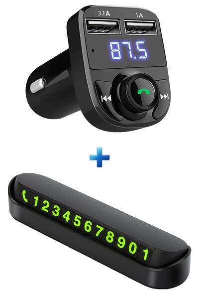 NOYİSKA Universal 2'li Araç Içi Aksesuar Seti Bluetooth Fm Transmitter Cihazı...