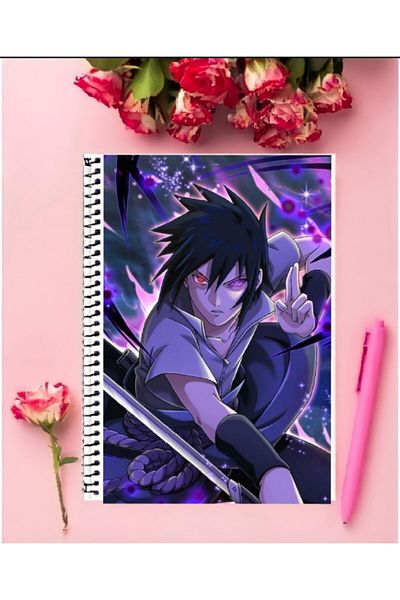 detayminant Sasuke Uchiha Anime Notebook 1 Piece Special Design A4 Size 21*29 Cm Wire Striped Notebook