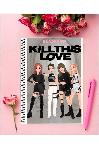 detayminant Black Pink Notebook 1 Piece Special Design A4 Size Wired Striped Notebook 21*29 Cm