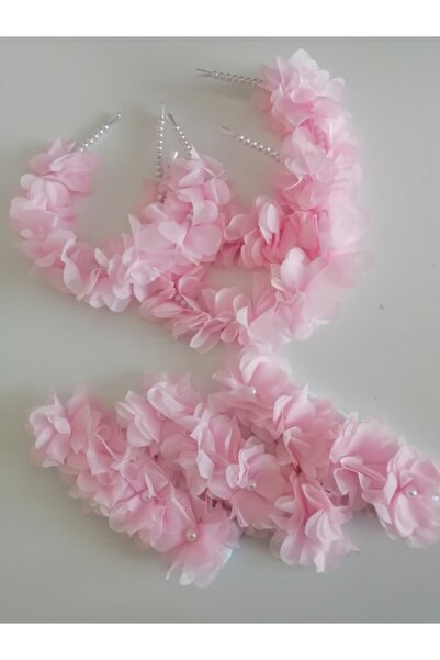 CAN BUTİK طقم تاج الأمومة للأم والطفل من Canbutik مع زهور ليزر وردية