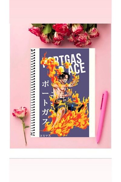 AYAŞLI KIRTASİYE Portgas D. Ace Anime Notebook 1 Piece Special Design A4 Size Wired Striped Notebook 21*29 Cm