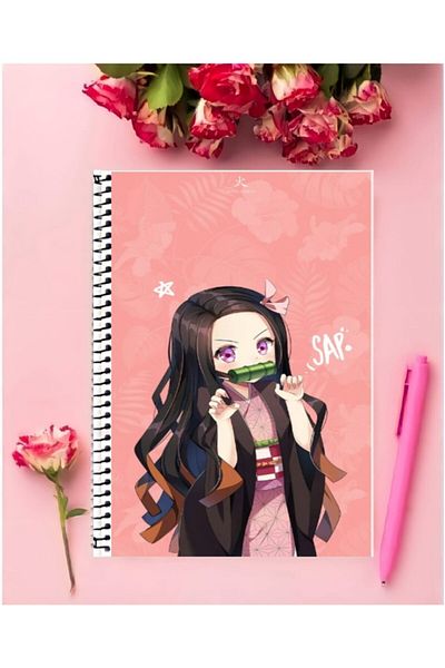 AYAŞLI KIRTASİYE Nezuko Kamado Anime Notebook 1 Piece Special Design A4 Size 21*29 Cm Wired Checkered Notebook
