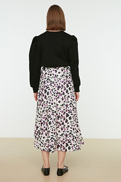 Trendyol Modest Leopárd mintás krémszínű búvár szoknya - Tctaw22ee0001