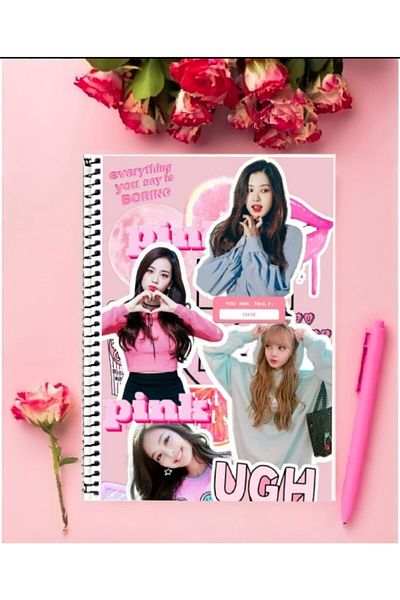 FBN STORE Black Pink Notebook 1 Piece Special Design A4 Size Wired Checkered Notebook 21*29 Cm