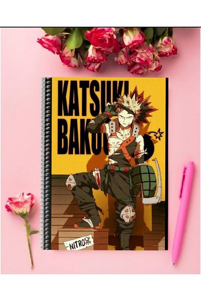 FBN STORE Katsuki Bakugou Anime Notebook 1 Piece Special Design A4 Size 21*29 Cm Wired Checkered Notebook