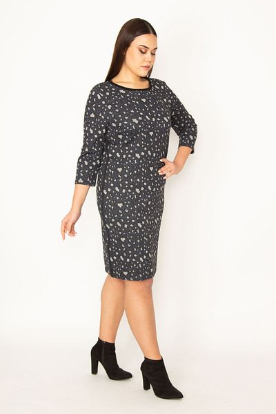 Şans Plus Size Dress - Navy blue - Basic