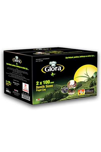 Glora Demlik Süzen Poşet Çay 6000Gr (100 Adet x 30Gr x 2 Paket)