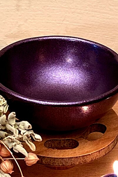 FANTASTİK SANAT ATÖLYESİ Tütsülük Mumluk - Metalik Parlak Lila Renk Lüks Seri Tütsü Ve Mum Için Ritüel Kabı