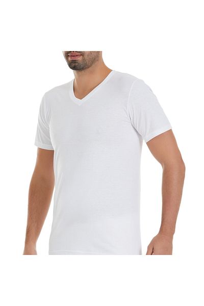 Yıldız Çamaşır Men's White 6 Pack 100% Cotton V-Neck Undershirt