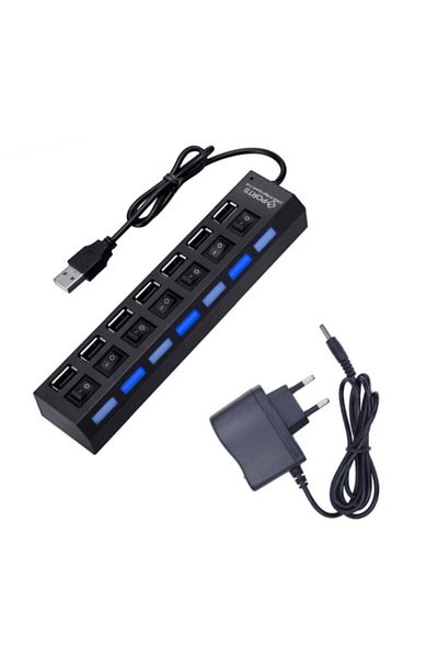 WOZLO 7 Port Usb Hub Multiplexer With On / Off Button Illuminated