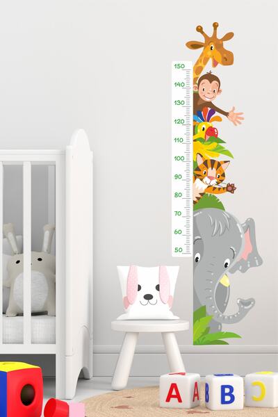 efekt reklam Safari Boy Ölçer Cetveli Çocuk Bebek Odası Kendinden Yapışkanlı ...