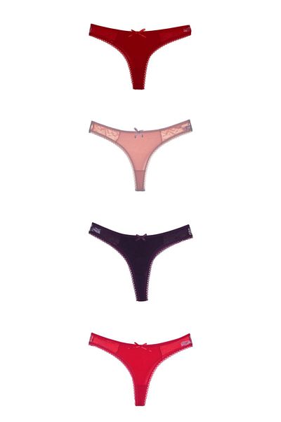 mendoza store Women's Thong Bikini Panties Size S-M Pack of 4