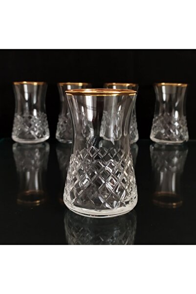 Paşabahçe Heybeli Gold Baklava Dekor Çay Bardağı -6 Adet