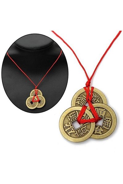 PİRAMİGO Chinese Coins Ancient Good Luck Feng Shui Pendant Fortune Necklace For Woman And Man
