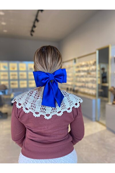 elvin aksesuar Mavi Renk Saten Fiyonk Simit Toka