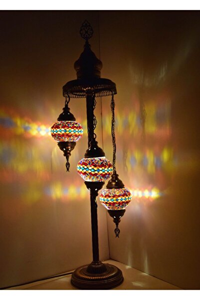 karlıkturistik Mozaik Lambader,otantik Lambası,dekoratif Köşe Lambası 3 Lü Mo...