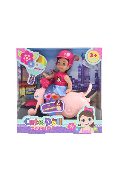 MEGA Sevimli Bebek Motorsikletli Koyu Pembe Kasklı