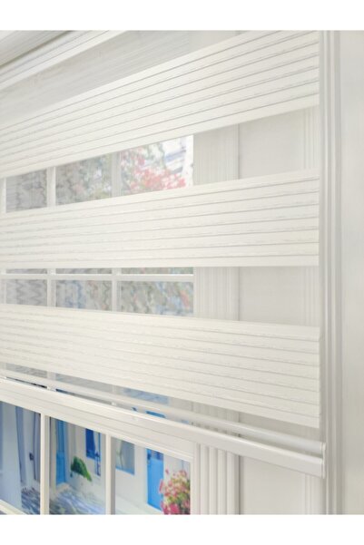 ypyeniperde Beyaz Pliseli Simli Zebra Perde