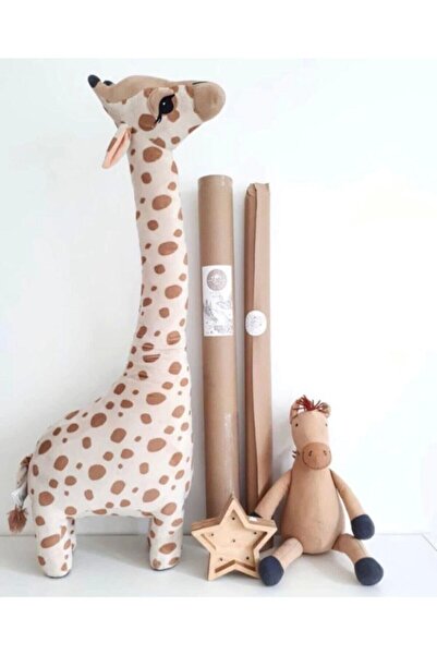 Sole Giraffe Zürafa Dekoratif Yastık Uyku Ve Oyun Arkadaşı Peluş Hayvanlar 1 Metre 100 Cm X 34 Cm Bej