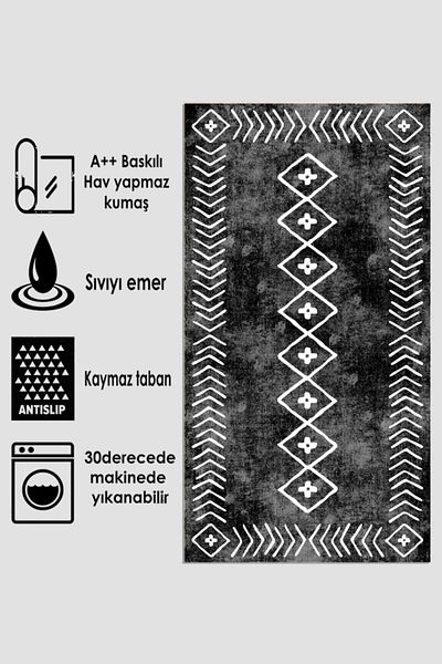 Thalia Home Bază anti-alunecare lavabilă 2 bucăți 60x100 - 50x60 Covoraș de baie Set scaun toaletă