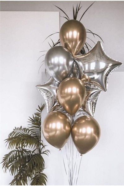 BEST PARTİ DOĞUM GÜNÜ PARTİ SÜSLERİ Chrome Balloon Star Balloon Set