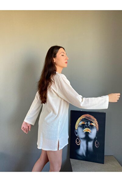 Esvap Butik Long Sleeve Tunic Şile Cloth with Cord in Front