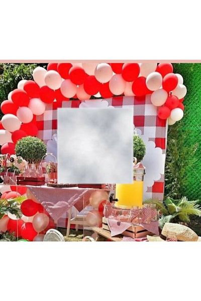 BEST PARTİ DOĞUM GÜNÜ PARTİ SÜSLERİ 50 Pieces Red and White Picnic Themed Balloon Concept Balloon and Balloon Chain